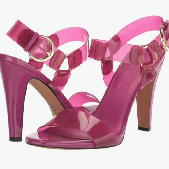 Karl Lagerfeld Paris Orchid Cieone Clear Vinyl Dress Heel Sandals Size 8.5 - Picture 1 of 12